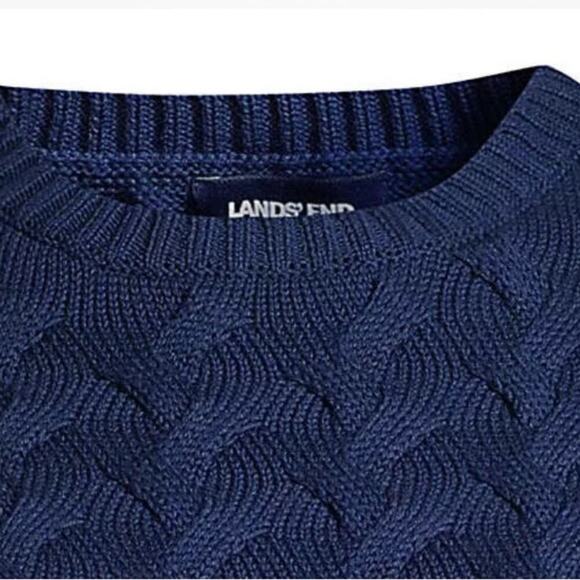 Land’s End Royal Blue 100% Cotton Cable Knit Sweater, The Drifter, Casual, M - Picture 4 of 10